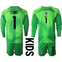 Frankreich Hugo Lloris #1 Torwart Auswärts Trikotsatz Kinder WM 2022 Langarm (+ Kurze Hosen)